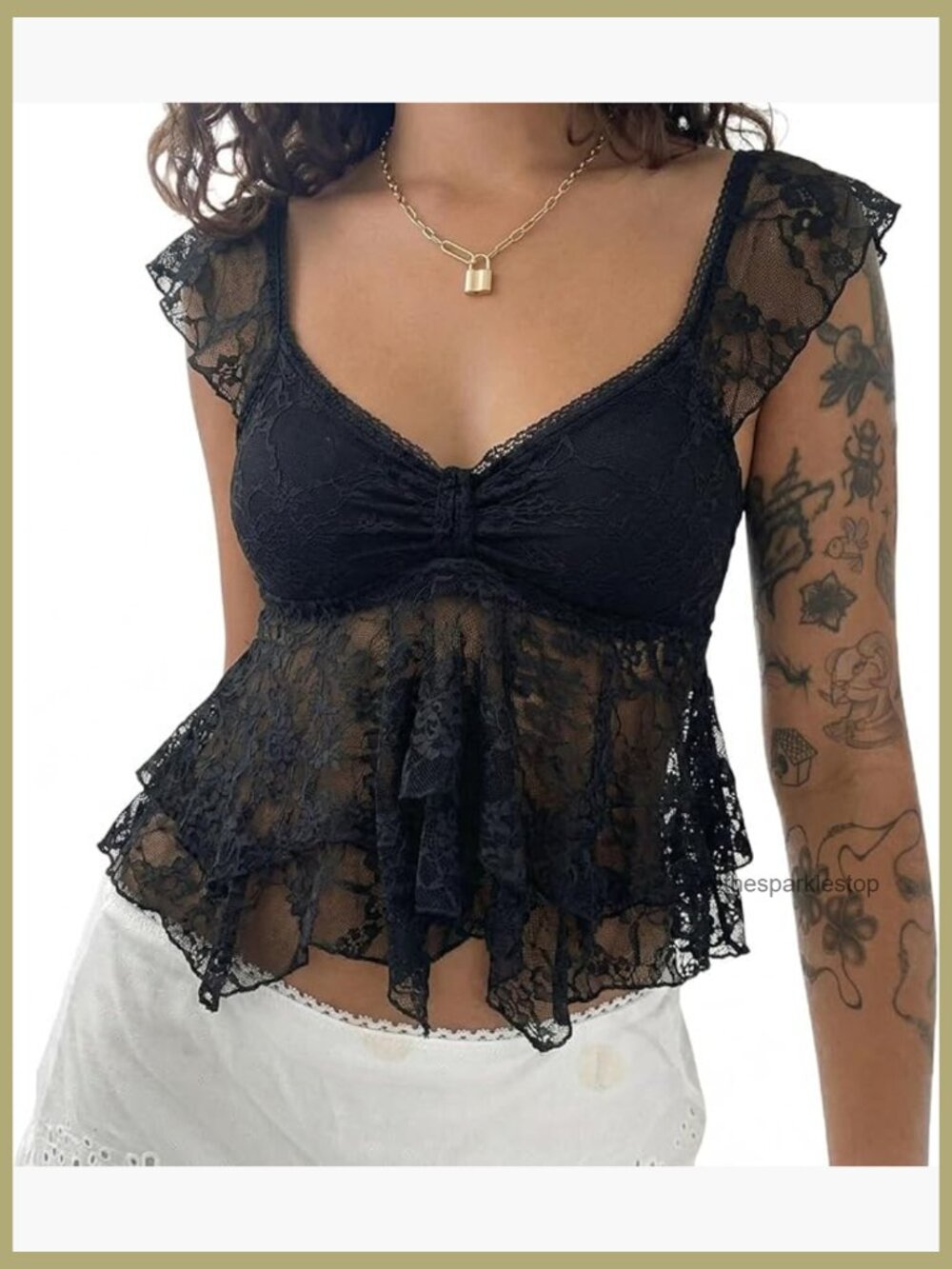 Lace Babydoll Cap Sleeve Tank Top Vintage Coquette Y2K Style
